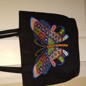 Handmade black butterfly purse